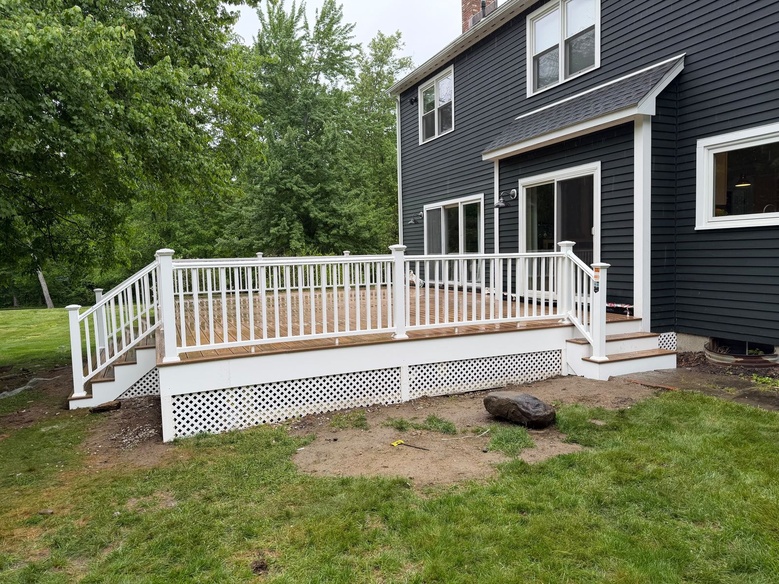 Completed deck build attached to a Danbury, CT home